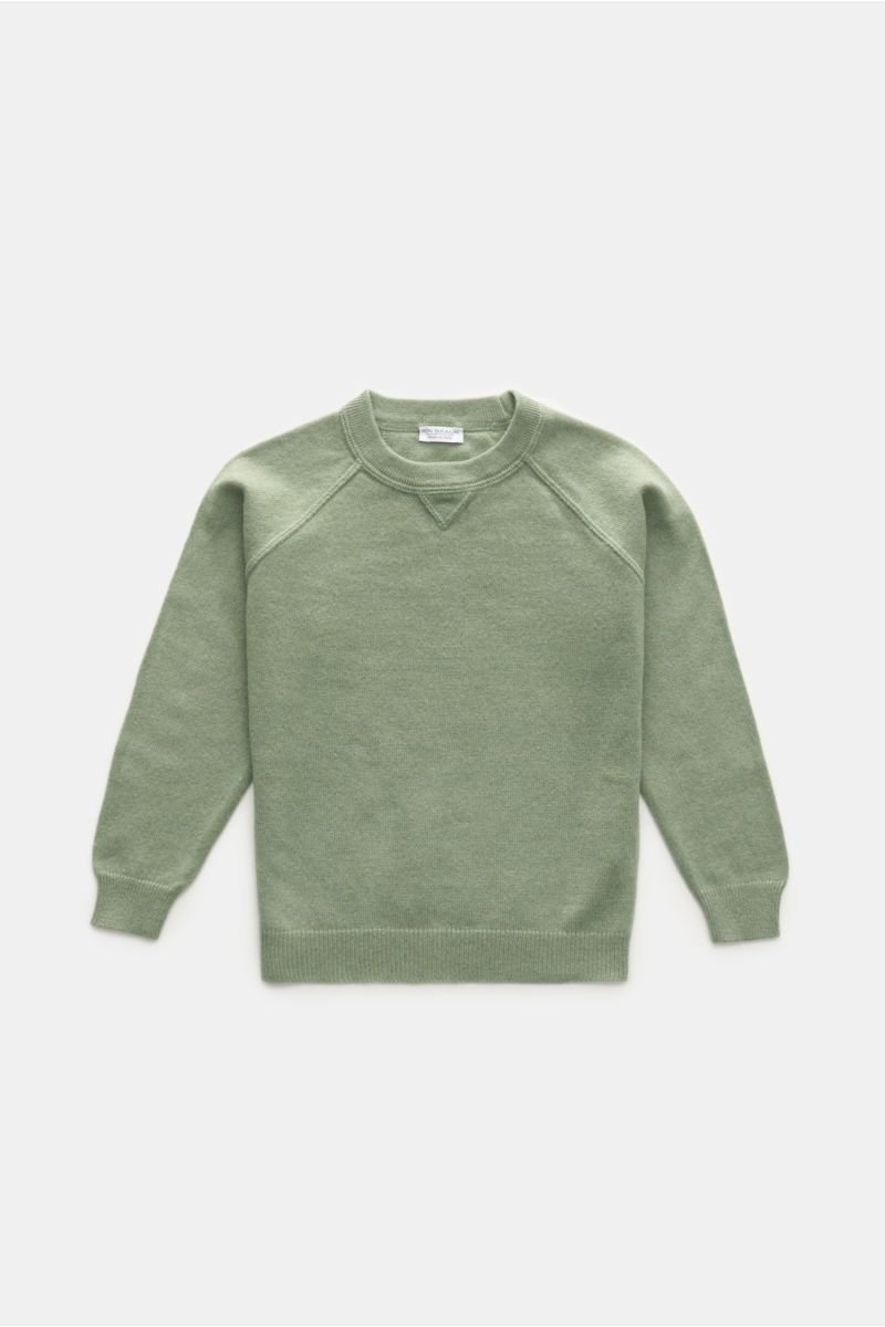 Kids’ cashmere crew neck jumper grey-green