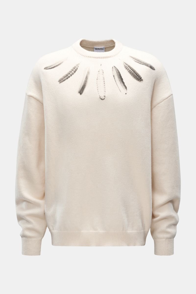 Rundhalspullover 'AOP Wind Feathers Knit Comfort Crew' creme