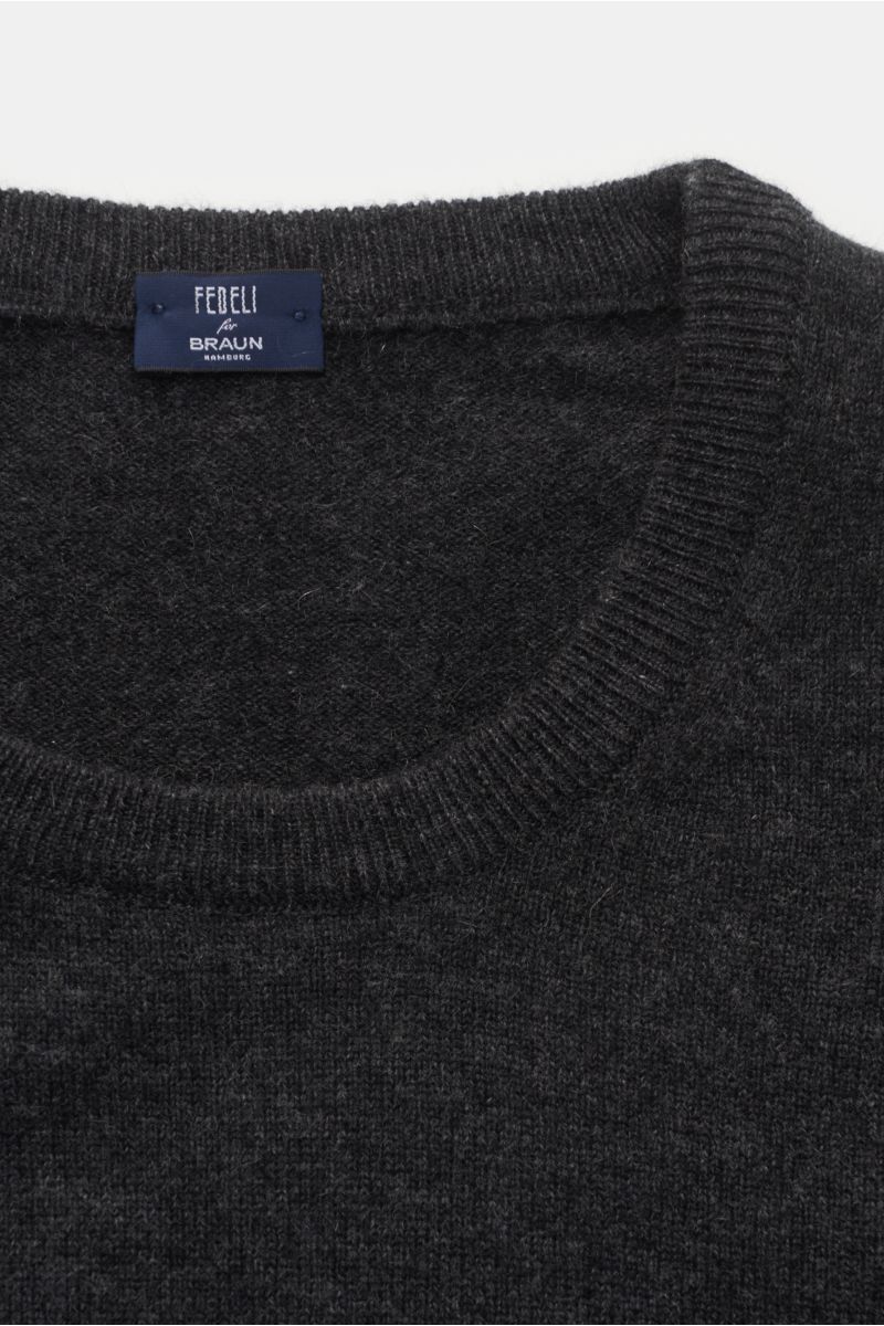 Fedeli Cashmere crew neck jumper anthracite