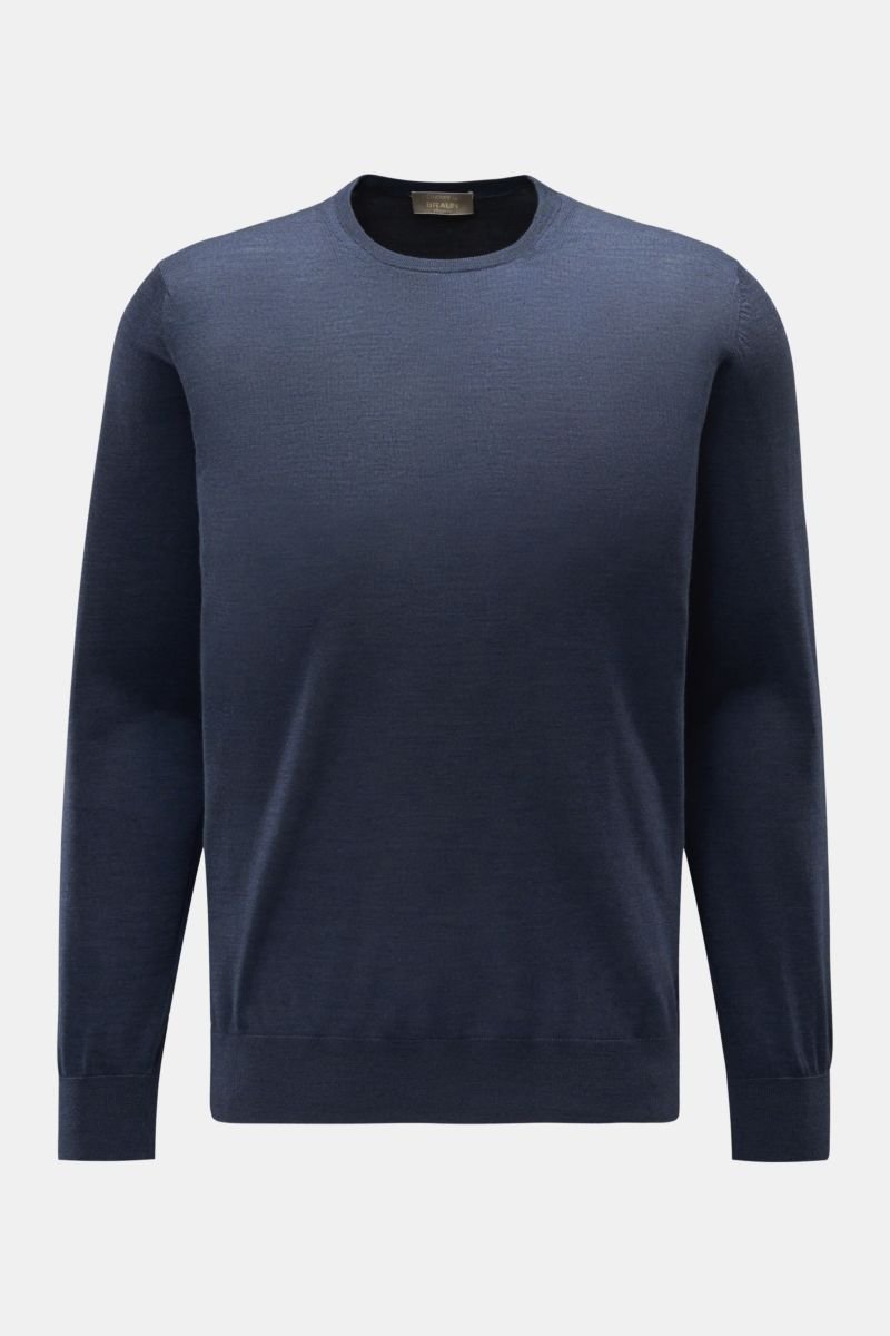 Fine knit crew neck jumper grey-blue