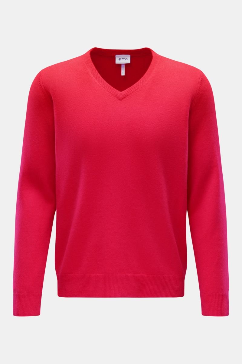 Cashmere V-neck jumper red