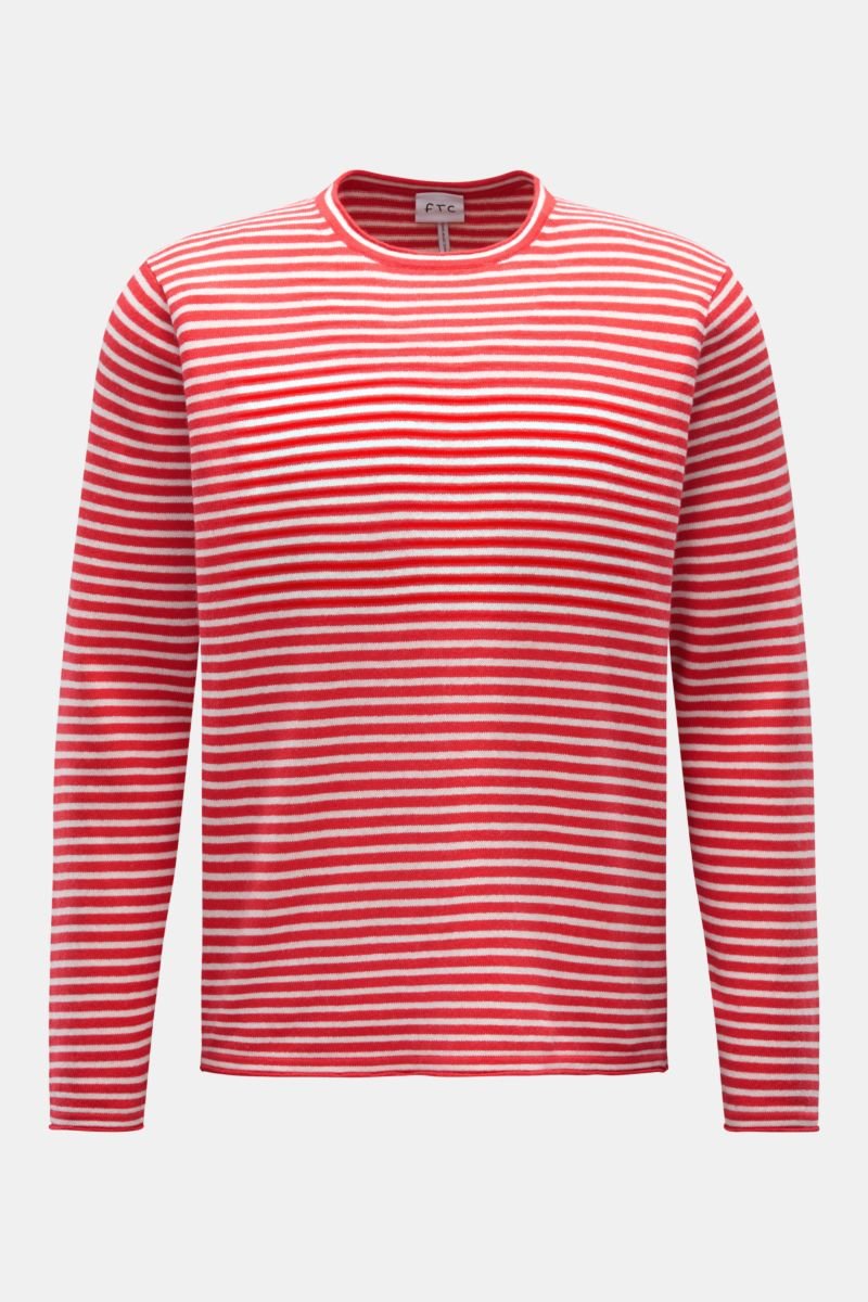 Crew neck jumper red/off-white striped