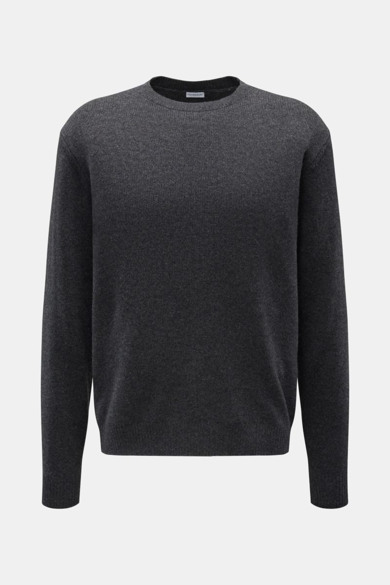 Cashmere Rundhalspullover dunkelgrau meliert
