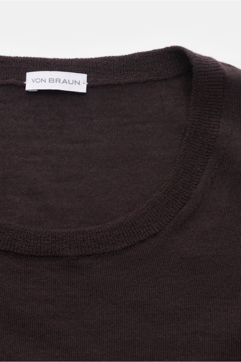 von Braun Merino Feinstrick-Rundhalspullover dunkelbraun