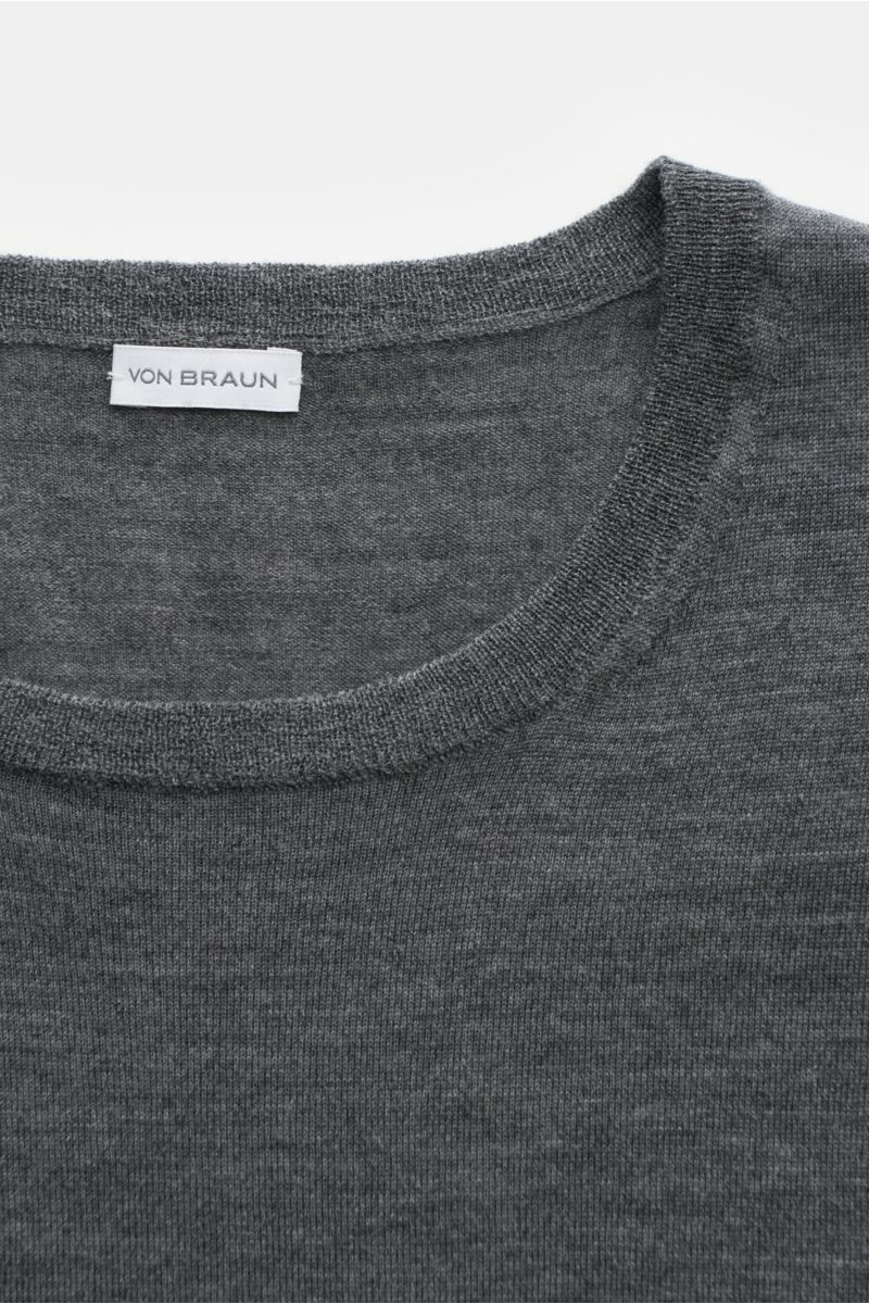 von Braun Merino Feinstrick-Rundhalspullover grau meliert