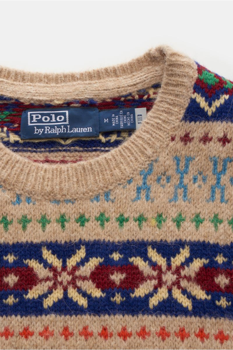 Polo Ralph Lauren Rundhalspullover beige/dunkelblau gemustert