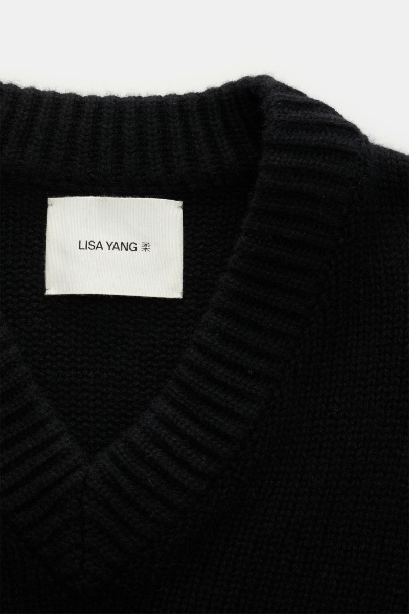 Lisa Yang Cashmere V-Neck-Pullover 'Dan' schwarz