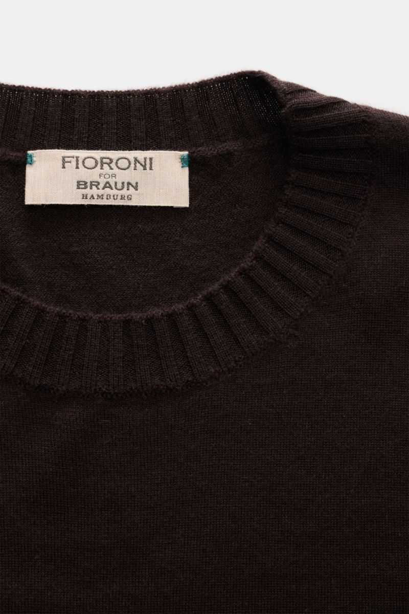 Fioroni Cashmere Rundhalspullover dunkelbraun