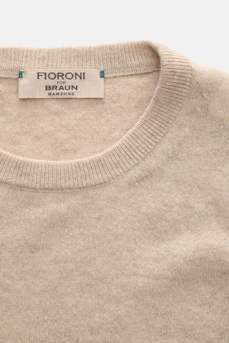 Fioroni Cashmere Rundhalspullover beige meliert