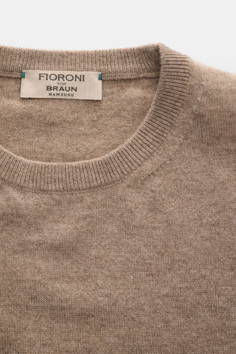 Fioroni Cashmere Rundhalspullover taupe meliert