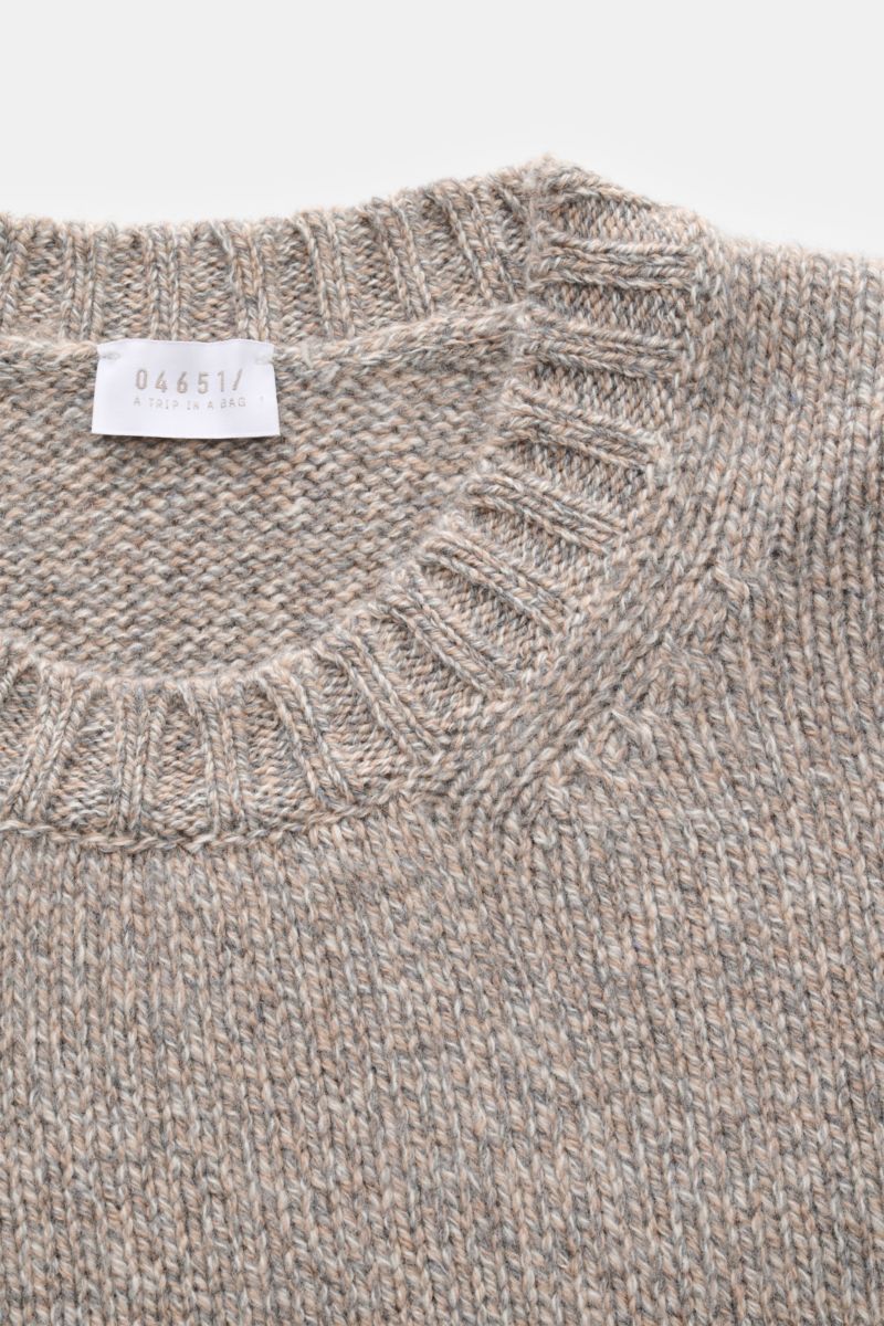 04651/ A trip in a bag Rundhalspullover 'Micromouline Crew' grau meliert