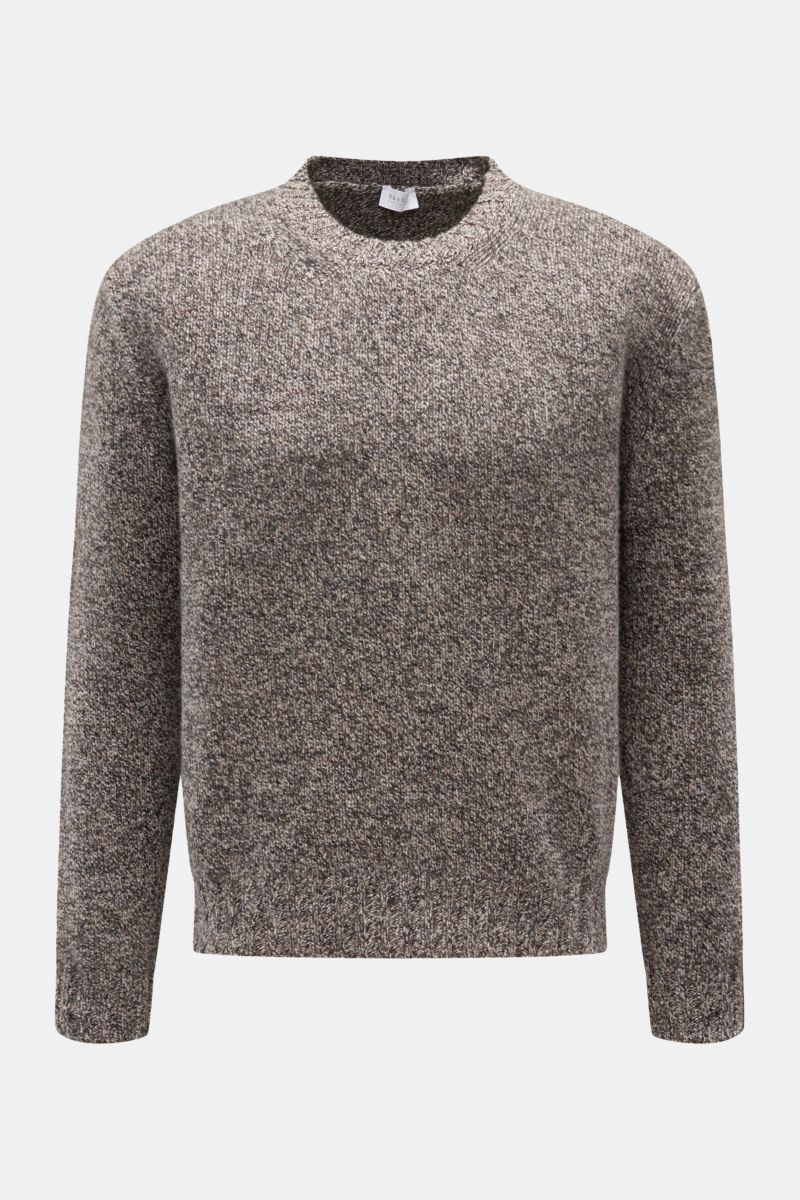04651/ A trip in a bag Rundhalspullover 'Micromouline Crew' graubraun meliert
