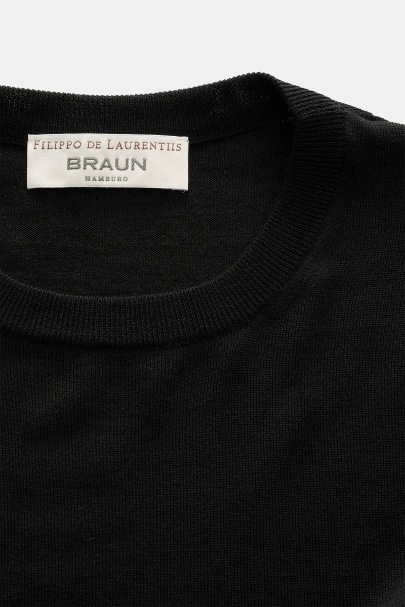 Filippo de Laurentiis Merino fine knit crew neck jumper black