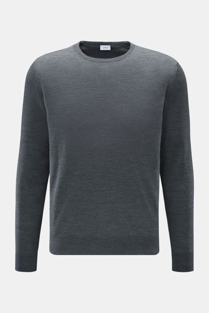 von Braun Merino Rundhalspullover anthrazit meliert