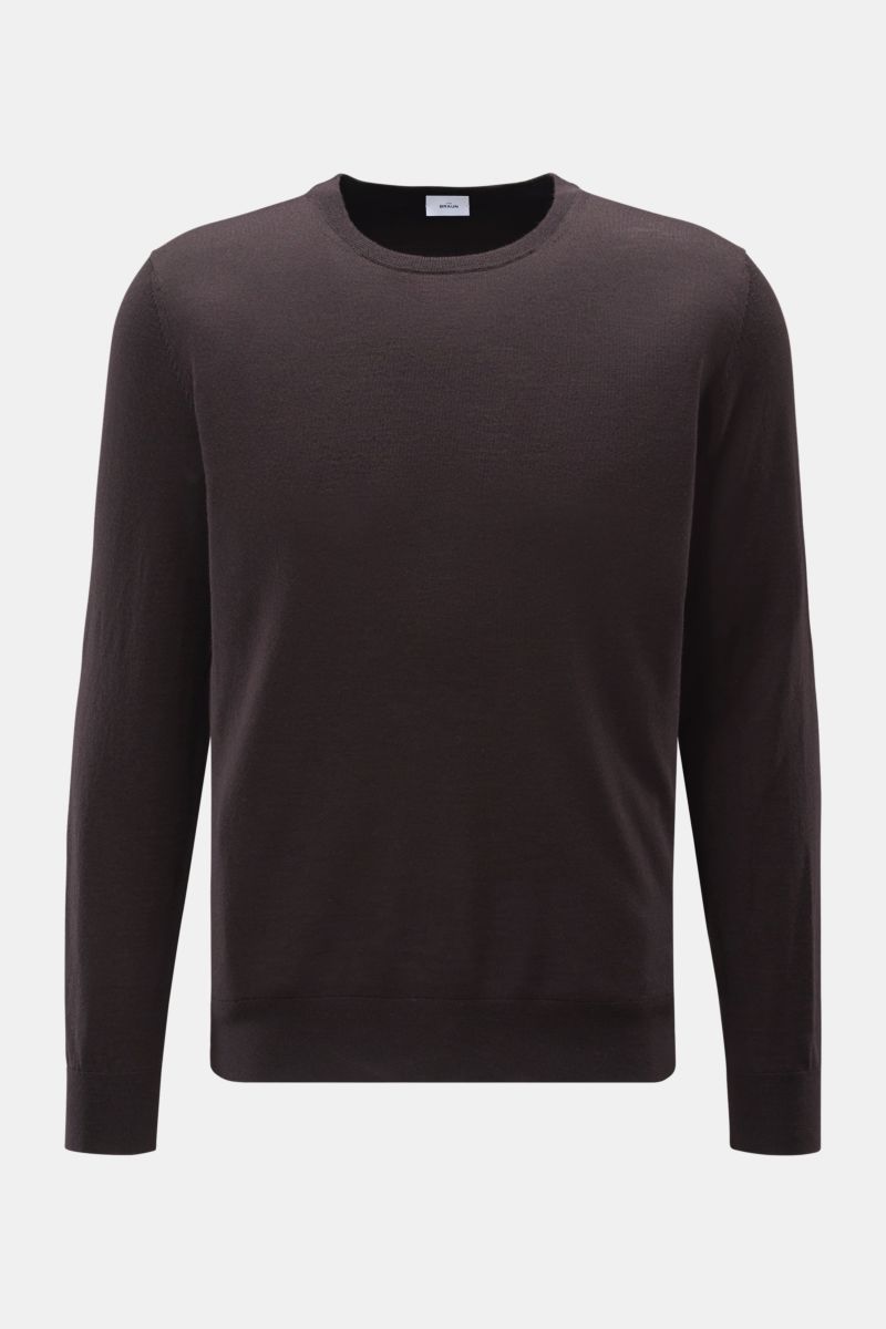 von Braun Merino Rundhalspullover dunkelbraun