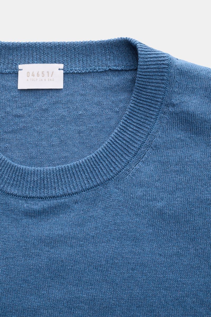 04651/ A trip in a bag Feinstrick-Kurzarmpullover 'Pocket Tee' graublau