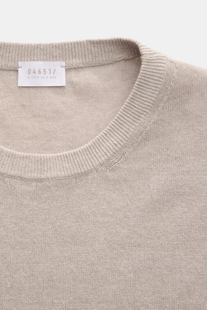 04651/ A trip in a bag Rundhalspullover 'Piping Crew' taupe