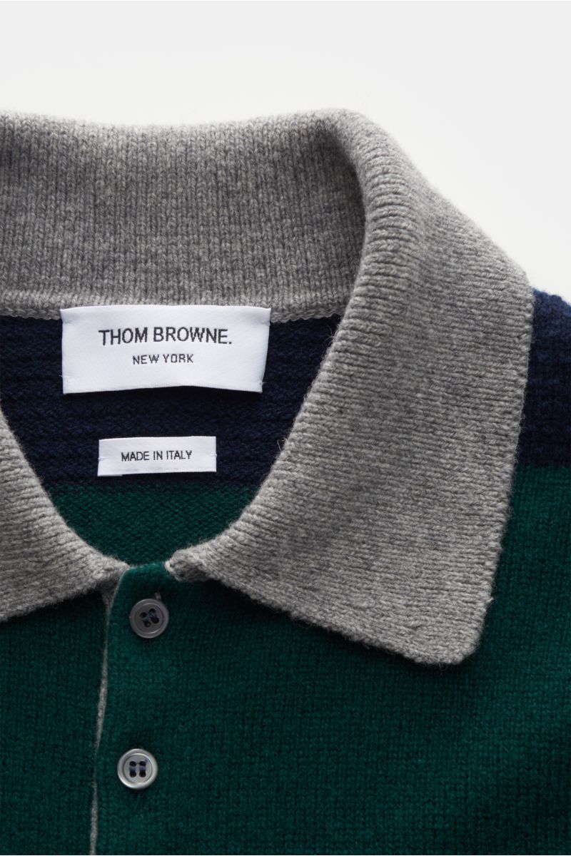 Thom Browne Strickpolo grün/blau gestreift