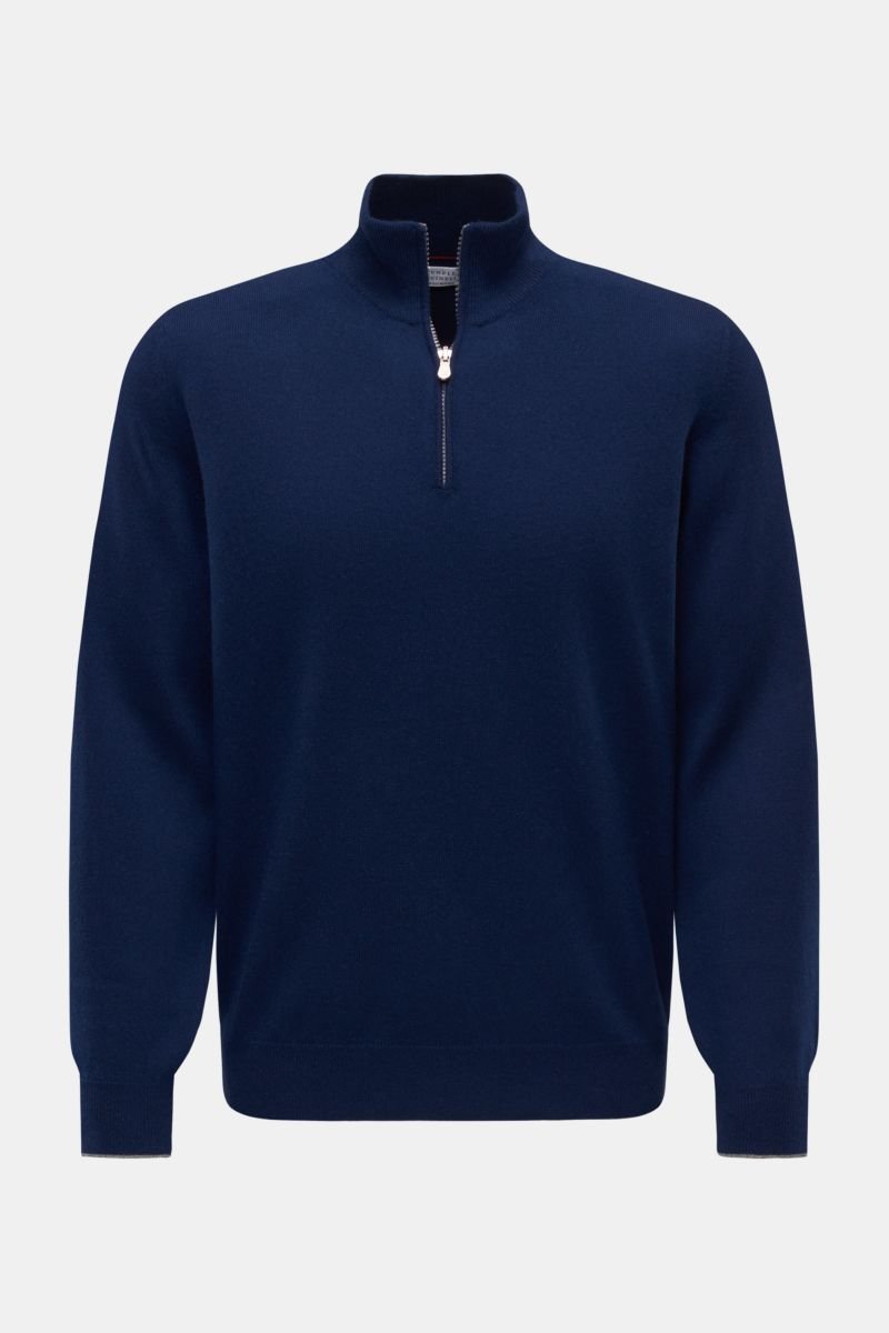 Cashmere half-zip jumper dark blue