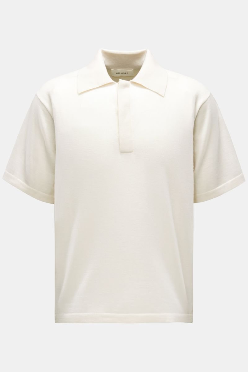 Cashmere short sleeve knit polo 'Charles' cream