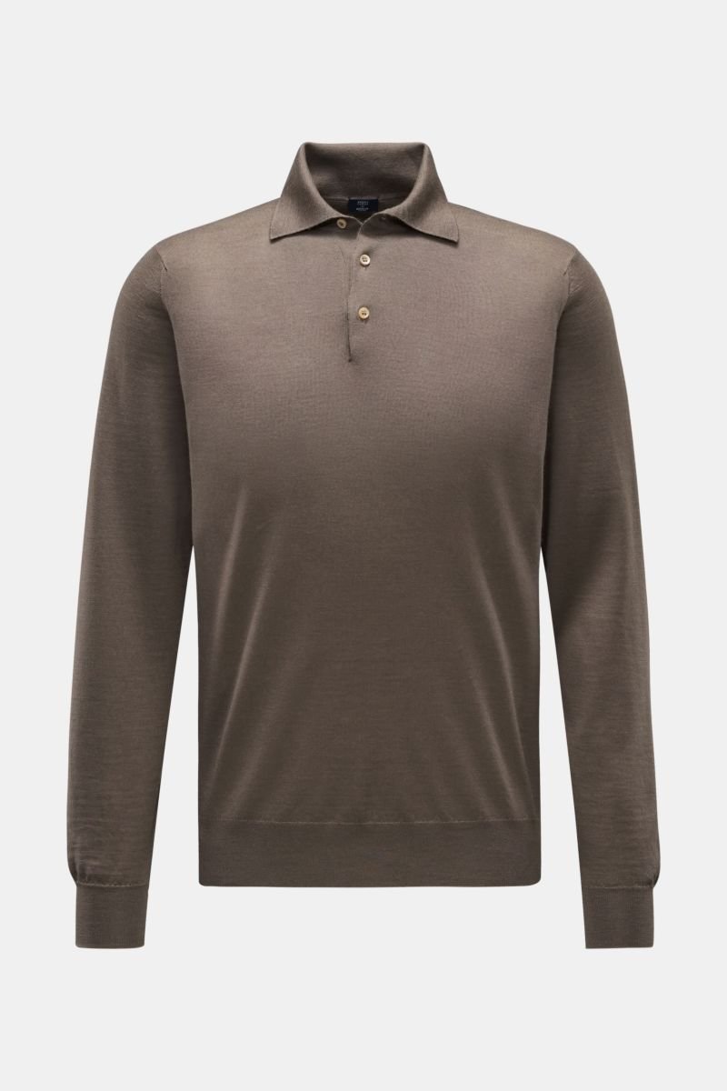 Cashmere-silk knit polo 'Sportman' grey-brown