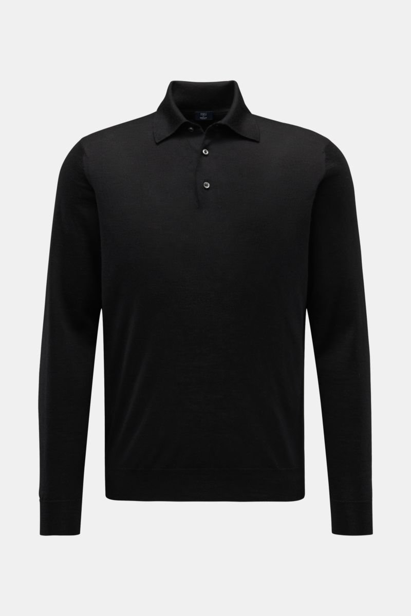Cashmere-silk knit polo 'Sportman' black