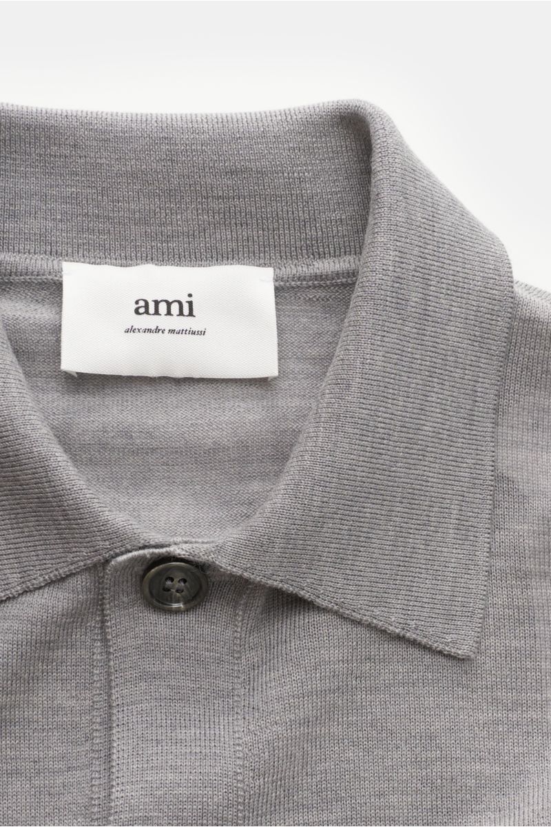 Ami Paris Merino cardigan light grey mottled