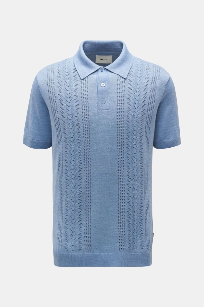 Short sleeve knit polo grey-blue