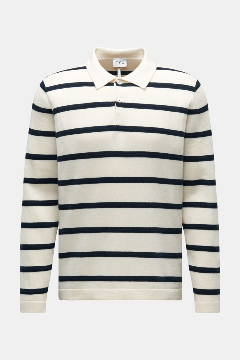 Knit polo cream/navy striped