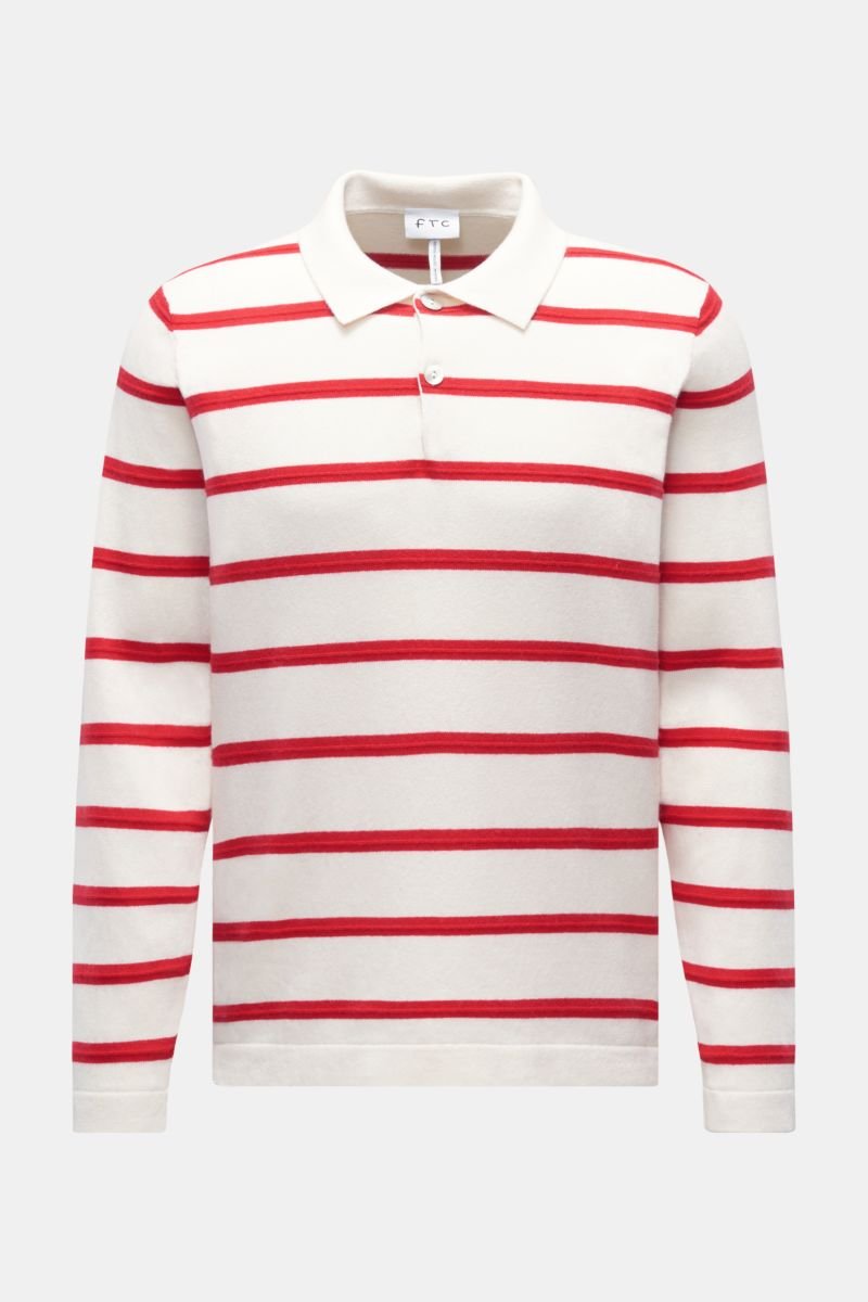 Knit polo cream/red striped