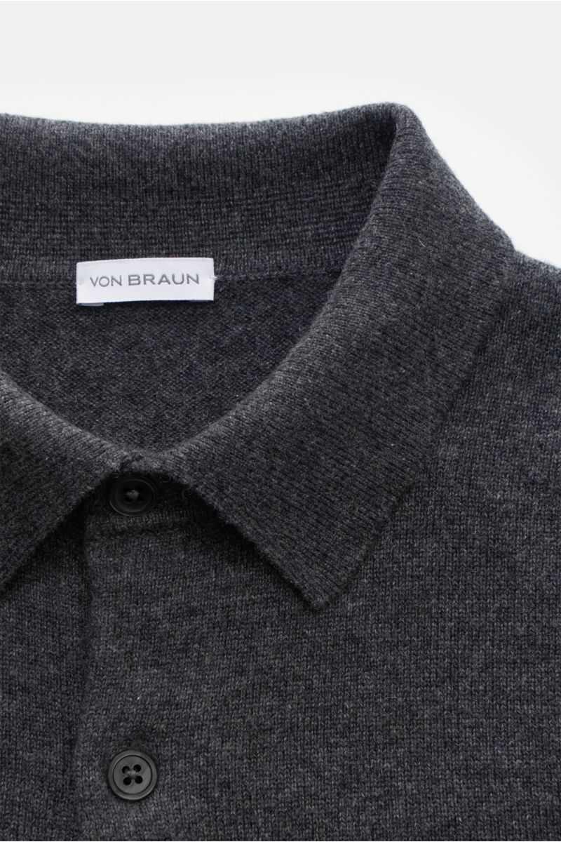 von Braun Cashmere Strickpolo dunkelgrau meliert