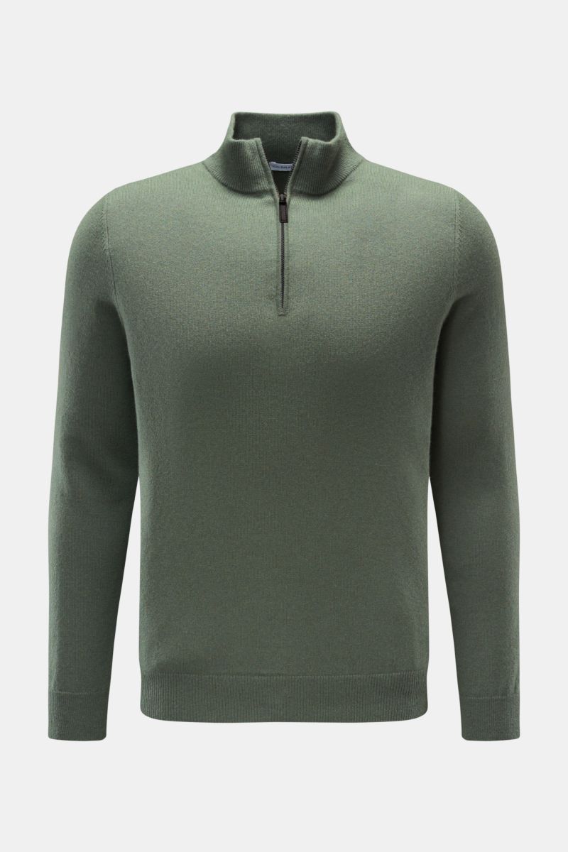 VON BRAUN cashmere half-zip jumper grey-green BRAUN Hamburg