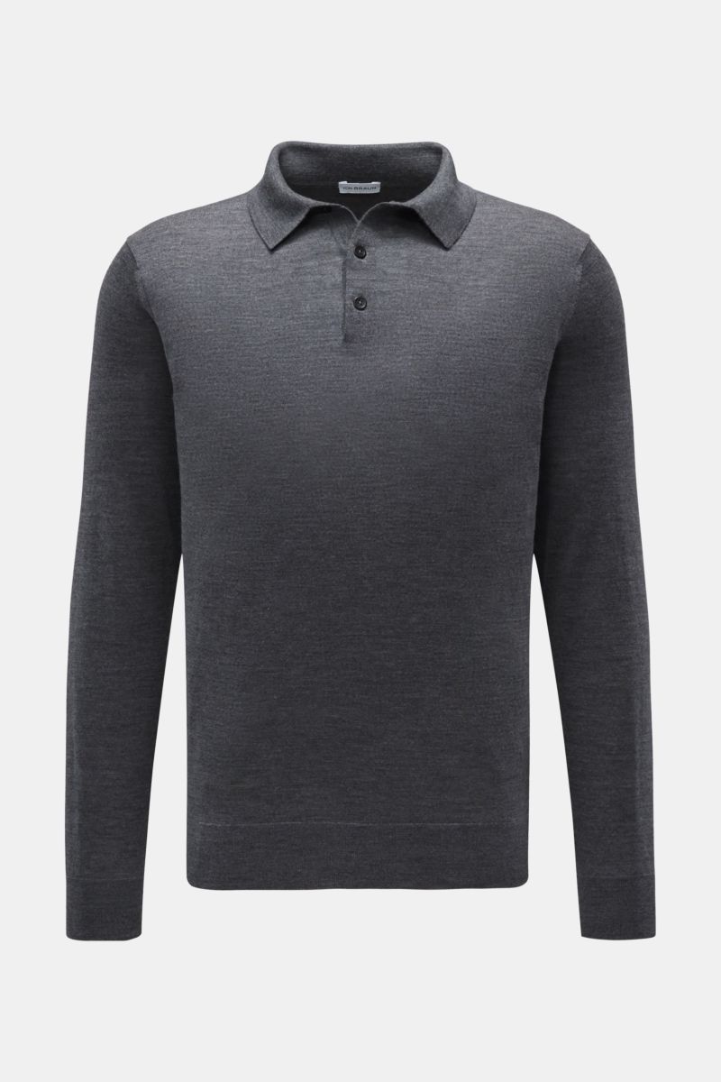 von Braun Merino Feinstrickpolo dunkelgrau meliert