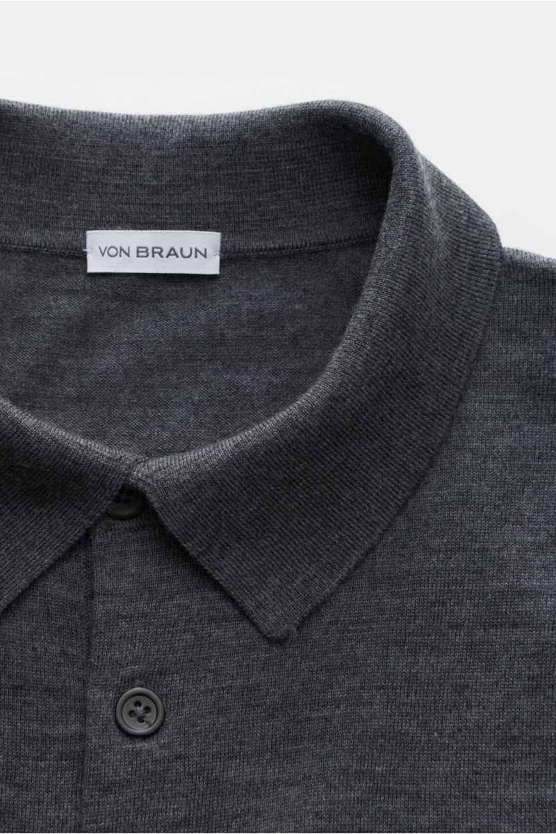 von Braun Merino Feinstrickpolo dunkelgrau meliert