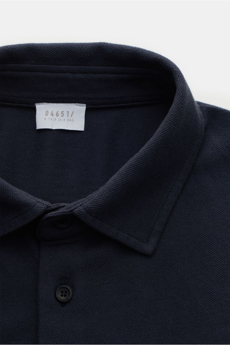 04651/ A trip in a bag Piqué-Hemd schmaler Kragen navy