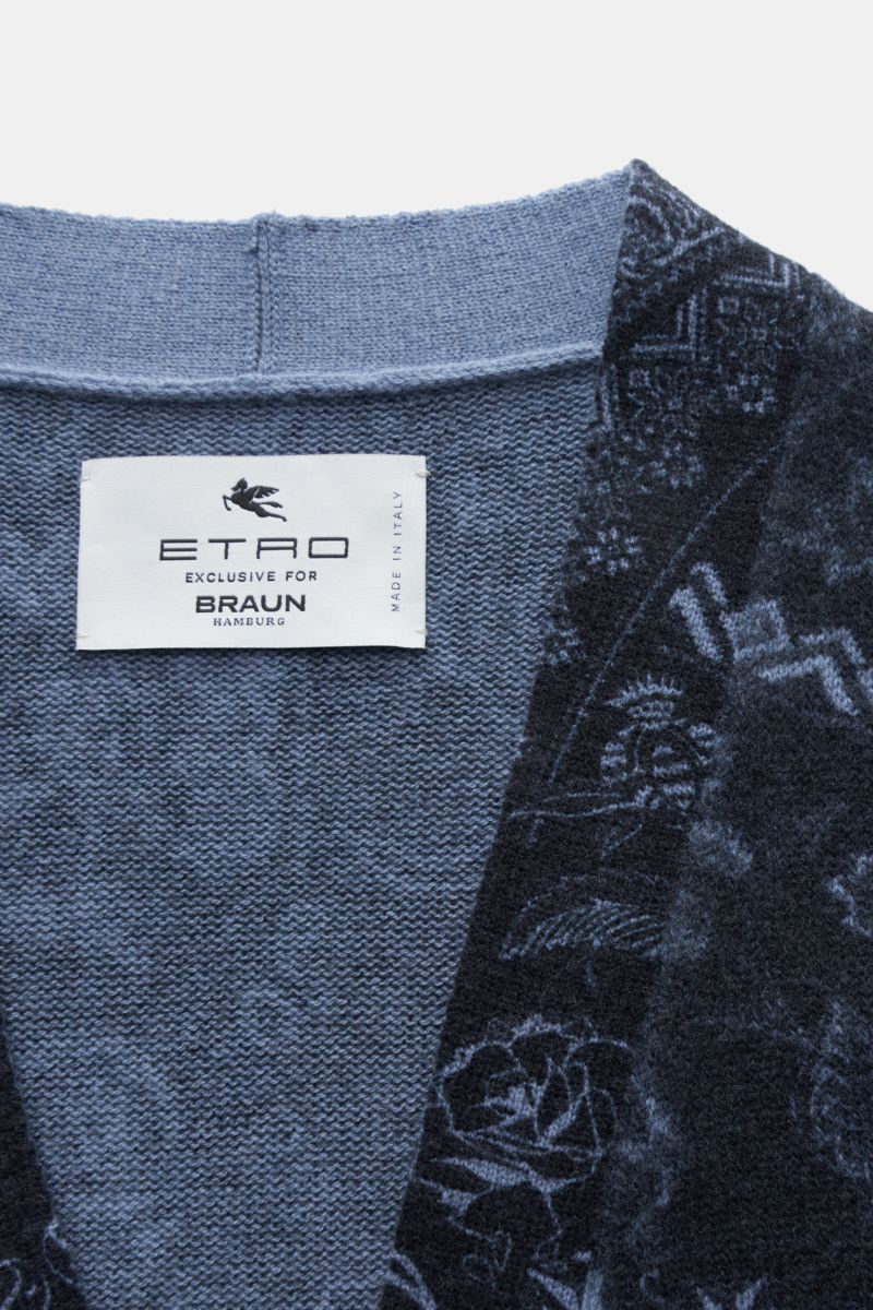 Etro Cardigan navy/rauchblau gemustert