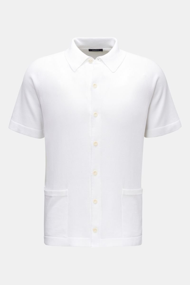 Kurzarm-Strickhemd 'Foggy Shirt' schmaler Kragen weiß