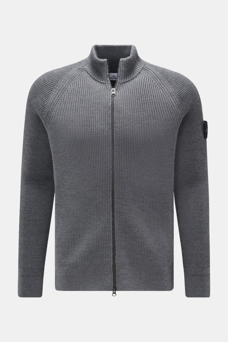 STONE ISLAND cardigan 'Full Rib RWS' grey mottled | BRAUN