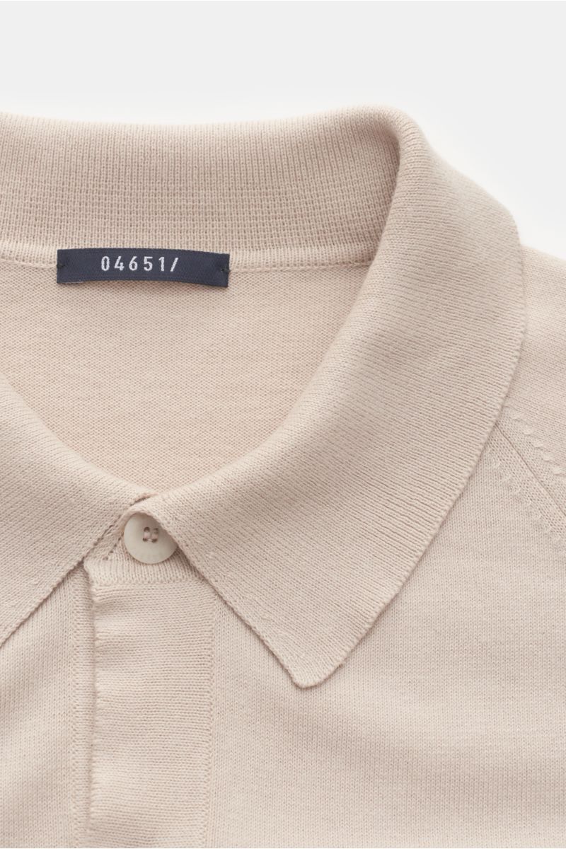 04651/ A trip in a bag Kurzarm-Strickhemd 'Foggy Shirt' schmaler Kragen beige