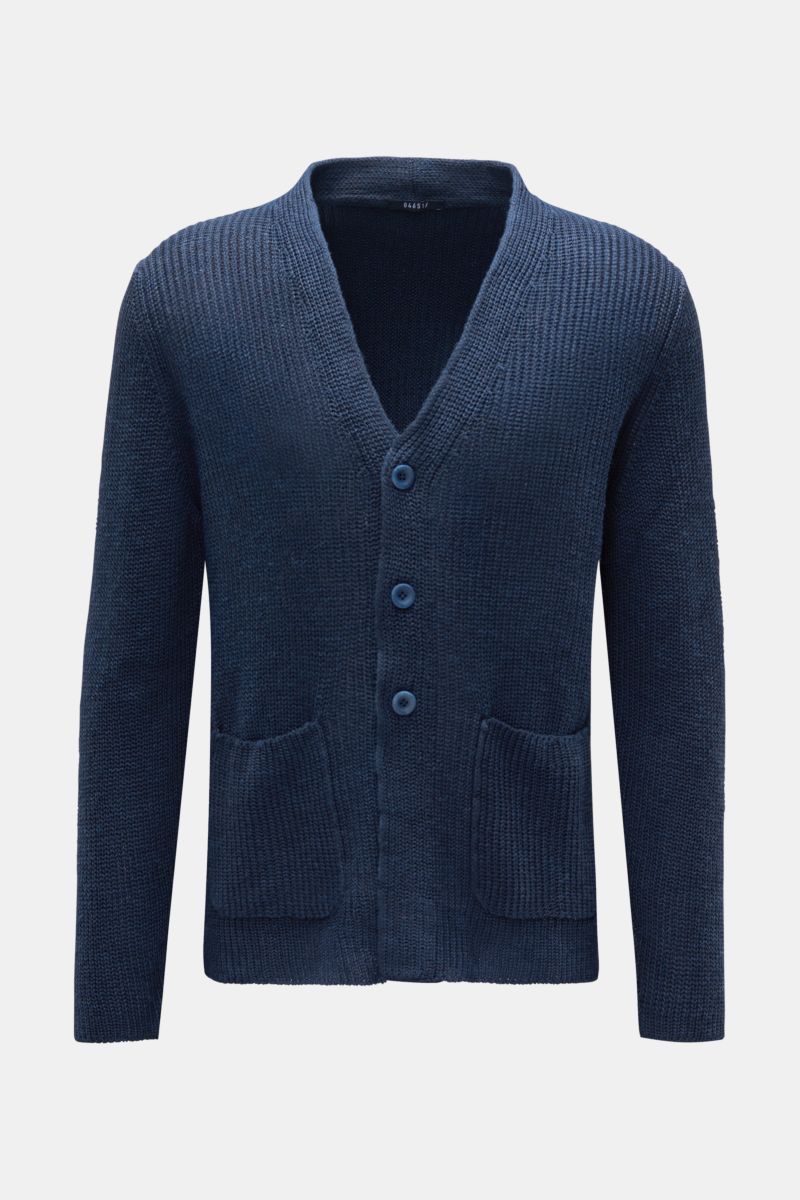 04651/ A trip in a bag Leinen Cardigan 'Blue Marine' navy