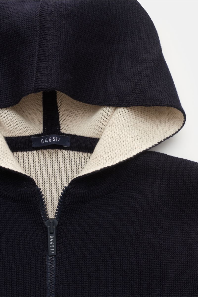 04651/ A trip in a bag Cardigan 'Outdoor Hooded cardigan' navy/cream