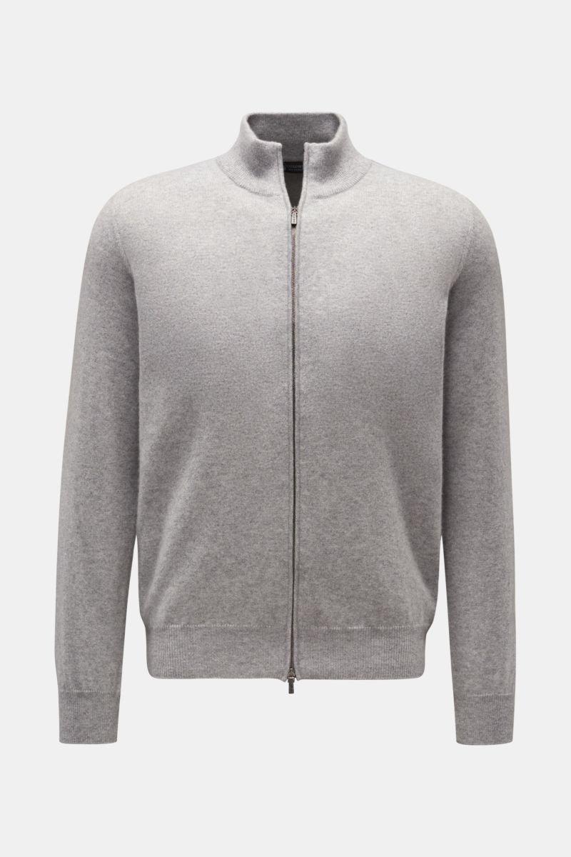 Cashmere cardigan light grey mottled