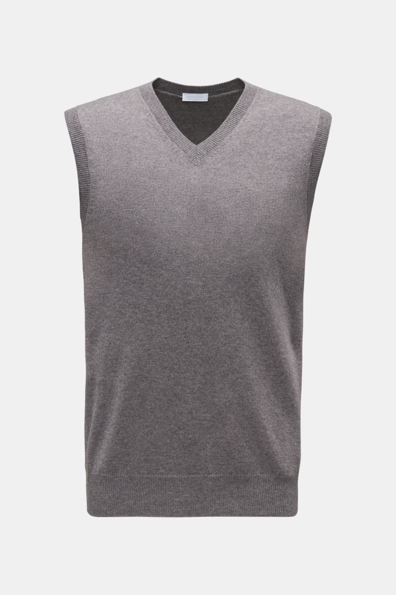 Cashmere V-neck sweater vest grey