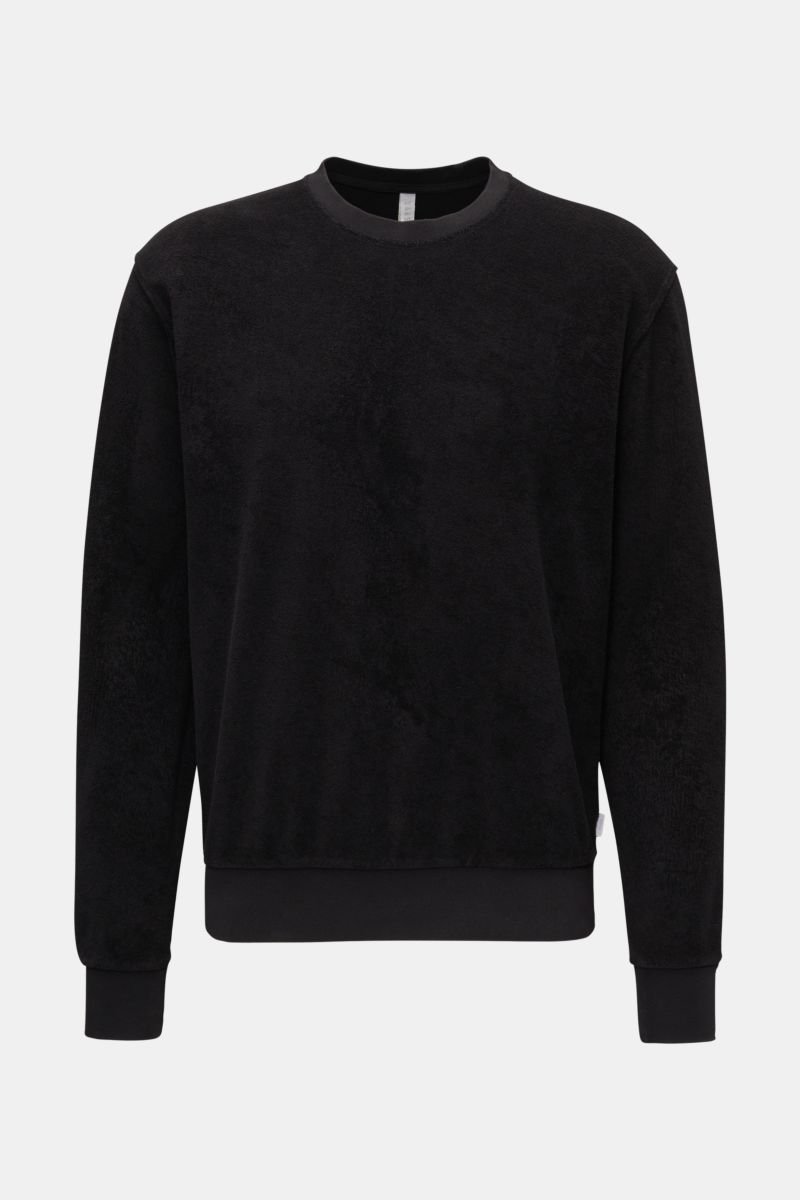 Frottee Rundhals-Sweatshirt schwarz