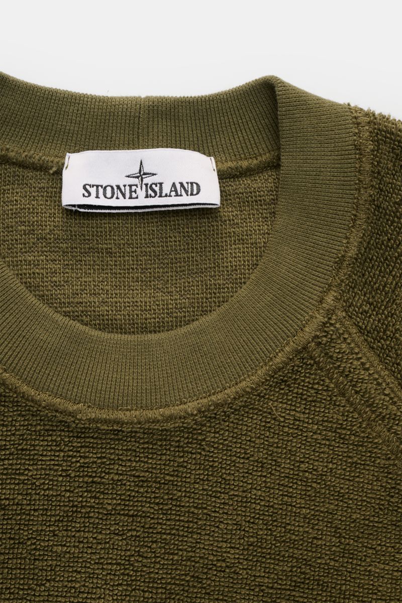 Stone Island Frottee-Rundhals-Sweatshirt oliv