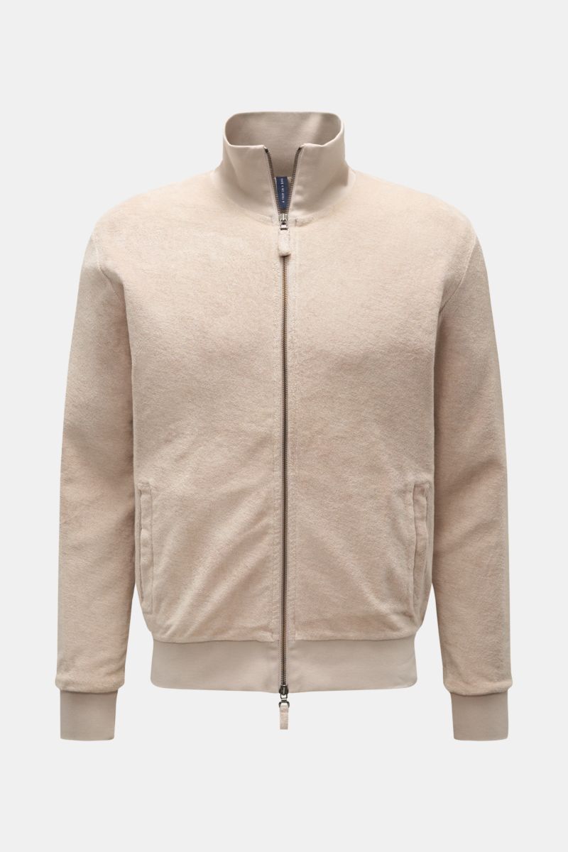 04651/ A trip in a bag Terry sweat jacket 'Terry Bomber' beige