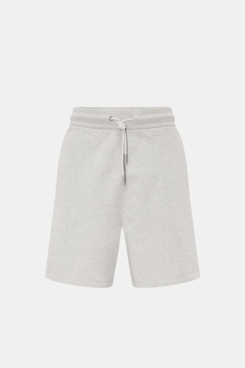 Ami Paris Sweat-Bermudas 'Quota' grau meliert, Frontansicht, Regular Fit, elastischer Bund mit Tunnelzug, Seitentaschen, weicher Baumwoll-Sweat, bequem und vielseitig.