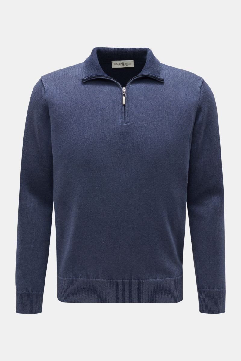 Cashmere half-zip jumper grey-blue