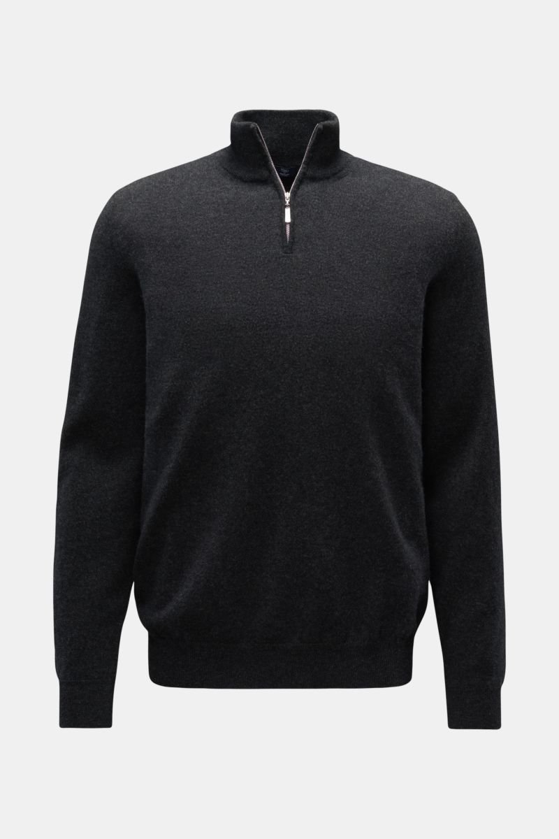 Cashmere half-zip jumper 'Favonio Slim' dark grey