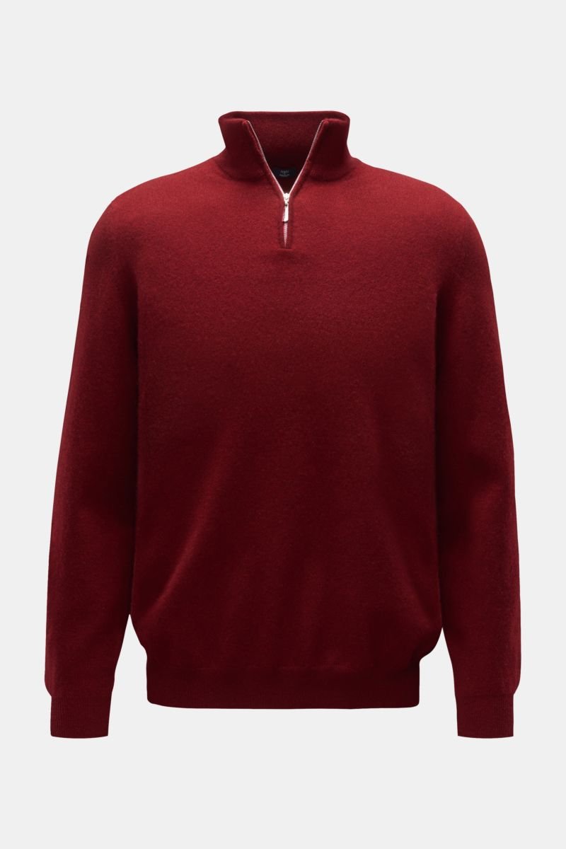 Cashmere half-zip jumper 'Favonio Slim' red